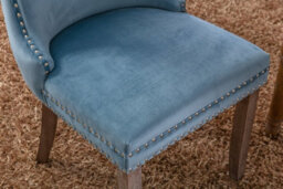 HomeTouch Set Of 4 Lux Velvet Dining Chairs Wing Back Kitchen Bedroom Office Chairs Ocean Blue - thumbnail 8