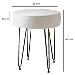 CARME Home Alaya Ivory Bouclé  Fabric Stool With Black Hair Pin Legs - thumbnail 6