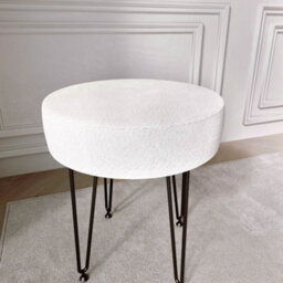 CARME Home Alaya Ivory Bouclé  Fabric Stool With Black Hair Pin Legs - thumbnail 5
