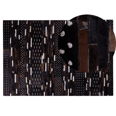 Beliani Rug Akseki Dark Brown 140 X 200 Cm Leather - image 1