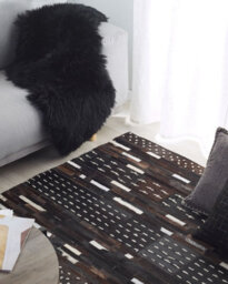 Beliani Rug Akseki Dark Brown 140 X 200 Cm Leather - thumbnail 2