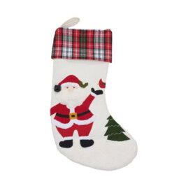 Living And Home 3 Pack Christmas Stockings Santa Snowman Reindeer Plaid Cuff Hanging Fireplace Decorations - thumbnail 6