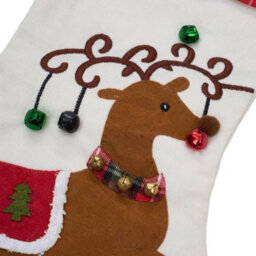 Living And Home 3 Pack Christmas Stockings Santa Snowman Reindeer Plaid Cuff Hanging Fireplace Decorations - thumbnail 8