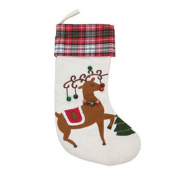 Living And Home 3 Pack Christmas Stockings Santa Snowman Reindeer Plaid Cuff Hanging Fireplace Decorations - thumbnail 5