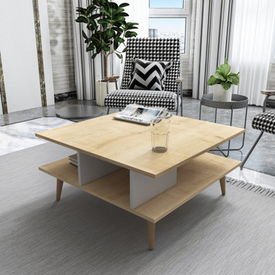 Decorotika Akya Coffee Table With Storage Oak White - image 1