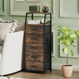 Costway 5-Drawer Storage Cabinet Vertical Storage Dresser Detachable & Foldable Fabric Drawers - thumbnail 4