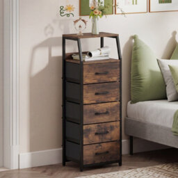 Costway 5-Drawer Storage Cabinet Vertical Storage Dresser Detachable & Foldable Fabric Drawers - thumbnail 3