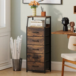 Costway 5-Drawer Storage Cabinet Vertical Storage Dresser Detachable & Foldable Fabric Drawers - thumbnail 5