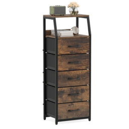 Costway 5-Drawer Storage Cabinet Vertical Storage Dresser Detachable & Foldable Fabric Drawers - thumbnail 1