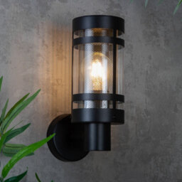 Litecraft Fowler Stainless Steel Mesh Black Outdoor Wall Light - thumbnail 1
