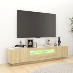 Walplus Tv Cabinet With Led Lights Sonoma Oak 180X35X40 Cm - thumbnail 3