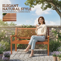 Outsunny Garden Bench 2 Seater, Wooden Outdoor Bench With Waterproof Cover - thumbnail 8