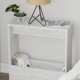 Decortie Simpi Modern Slim End Table Magazine Rack 55Cm Multipurpose White Living Room H 60Cm - thumbnail 8