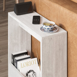 Decortie Simpi Modern Slim End Table Magazine Rack 55Cm Multipurpose White Living Room H 60Cm - thumbnail 4
