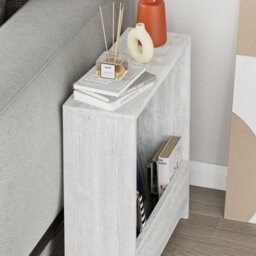 Decortie Simpi Modern Slim End Table Magazine Rack 55Cm Multipurpose White Living Room H 60Cm - thumbnail 9