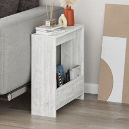 Decortie Simpi Modern Slim End Table Magazine Rack 55Cm Multipurpose White Living Room H 60Cm - thumbnail 6
