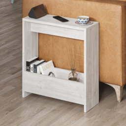 Decortie Simpi Modern Slim End Table Magazine Rack 55Cm Multipurpose White Living Room H 60Cm - thumbnail 1