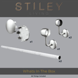 Stiley Living Marble Effect/brushed Silver Stair Handrail Kit 2.4M, Wall Mounted Banister Rail, 10Yr Guarantee - thumbnail 2