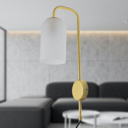 First Choice Lighting Victoria - Satin Brass Plug In Wall Light With Frosted Glass Shade - thumbnail 5
