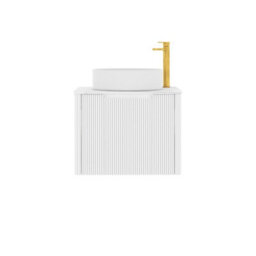 Royal Bathrooms Avenza 600mm Matt White Wall Hung Bathroom Countertop Vanity Unit 1 Drawer With Art Round Basin - thumbnail 6