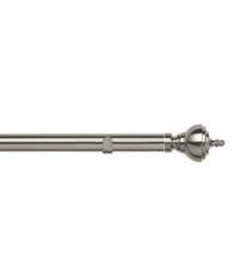 Unknown 28mm Fixed Length Metal Eyelet Curtain Pole Set In Satin Silver - Vienna Finial, 170Cm