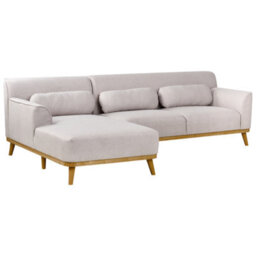Beliani Corner Sofa 3 Seater Simos Fabric Light Grey Right Hand - thumbnail 4