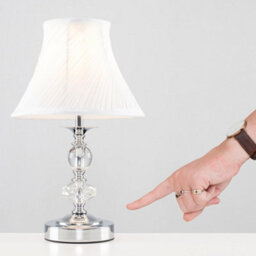 Valuelights Jaigier Modern Polished Chrome Touch Table Lamp With White Pleated Shade - thumbnail 8
