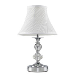 Valuelights Jaigier Modern Polished Chrome Touch Table Lamp With White Pleated Shade - thumbnail 1