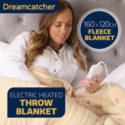 Dreamcatcher Deluxe Cream Electric Throw Heated Double Over Blanket Soft Fleece  9 Heat & 12 Timer Settings - thumbnail 2