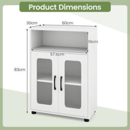 Costway Bathroom Cabinet Freestanding Linen Floor Cabinet With 2 Doors-White - thumbnail 3