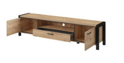 Arte Stylish Aktiv 40 Tv Cabinet 2100mm In Oak Taurus & Black Matt - Modern Entertainment Solution H500mm D410mm - thumbnail 2