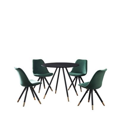 Life Interiors Sofia Dorchester Lux Dining Set, A Table And Chairs Set Of 4, Black/green - image 1