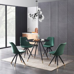 Life Interiors Sofia Dorchester Lux Dining Set, A Table And Chairs Set Of 4, Black/green - thumbnail 2