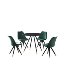 Life Interiors Sofia Dorchester Lux Dining Set, A Table And Chairs Set Of 4, Black/green - thumbnail 1