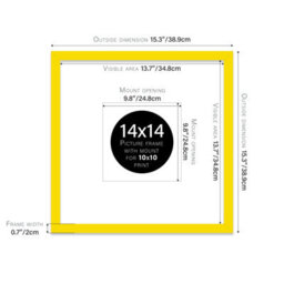 "14X14"" Yellow Picture Frame - 14X14"" Square Frame With 10X10"" Mount For 14X14""/10X10"" Pictures Vintage Style Thin Edge, 1 Pack" - thumbnail 2