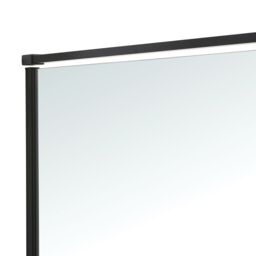GoodHome Ezili Matt Black Clear Toughened Safety Glass Minimal Frame Walk-In Wet Room Glass Screen (H)195Cm (W)119Cm - thumbnail 4