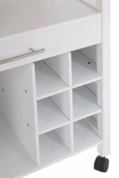 Orsina Compact Design White And Bamboo Top 1 Drawer Kitchen Trolley, Sturdy Kitchen Trolley For Entertaining Guests - thumbnail 6