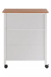 Orsina Compact Design White And Bamboo Top 1 Drawer Kitchen Trolley, Sturdy Kitchen Trolley For Entertaining Guests - thumbnail 4