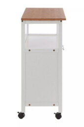 Orsina Compact Design White And Bamboo Top 1 Drawer Kitchen Trolley, Sturdy Kitchen Trolley For Entertaining Guests - thumbnail 3