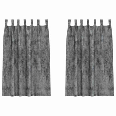 Berkfield Classic Curtain With Curtains 2 Pcs Grey 175 X 140 Cm Velvet - image 1