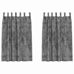 Berkfield Classic Curtain With Curtains 2 Pcs Grey 175 X 140 Cm Velvet - thumbnail 1
