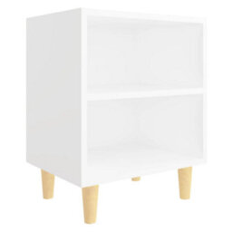 Berkfield Bed Cabinet With Solid Wood Legs White 40X30X50 Cm - thumbnail 2