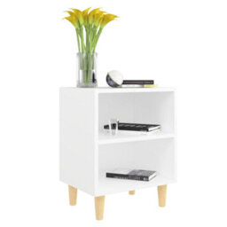 Berkfield Bed Cabinet With Solid Wood Legs White 40X30X50 Cm - thumbnail 3
