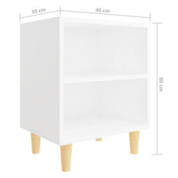 Berkfield Bed Cabinet With Solid Wood Legs White 40X30X50 Cm - thumbnail 6