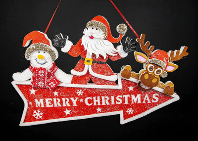 Shatchi Christmas Table Top Figures Window Wall Door Holiday Home Xmas Glitter Foam Showpiece Decorations, Grey, 41Cm - image 1