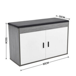 Grey & White 80Cm 2 Doors Shoe Storage Cabinet Bench With Seat Cushion - thumbnail 2