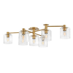 Luminosa Lighting Elstead Hinkley Axel Multi Arm Semi Flush Ceiling Lamp Heritage Brass