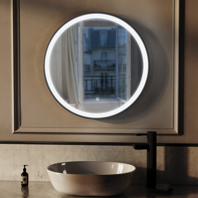 Nes Home Bathroom Led Mirror Demister Touch Sensor Lights Anti-Fog Matte Black - image 1