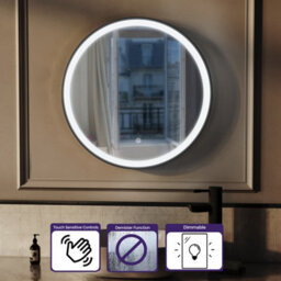 Nes Home Bathroom Led Mirror Demister Touch Sensor Lights Anti-Fog Matte Black - thumbnail 2