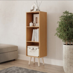 Urbn-Living Urbnliving 80Cm Height 3 Tier Beech Wooden Storage Cube Bookcase Scandinavian Style Pine Legs - thumbnail 2